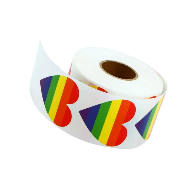 pitrice 500x/Roll Rainbow Heart Sticker Valentine'S Day Sealing Labels Self Adhesive