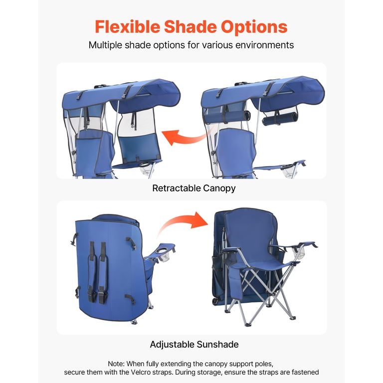 KFFKFF Folding Camping Chair with Canopy, 330 Lbs Capacity photo 6