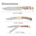 thumbnail image 2 of Mossy Oak 3-Piece Stag Finish Knife Set with Stainless Steel Full Tang Blade and Leather Sheath, 2 of 7