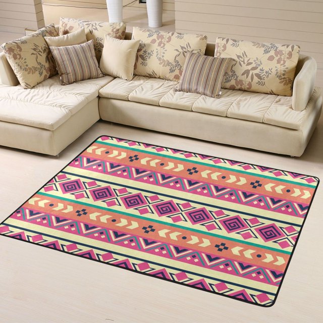 DouZhe Vintage Southwestern Native Bohemian Pattern Area Rugs Non-Slip Machine Washable Floor Mat, Modern Style Carpet Doormat, 63x48 inches