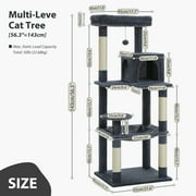 Pawz Road Cat Tree for Large Cats 56Tall Cat Tower Condo with Scratching Post for Indoor Cats,Dark Gray