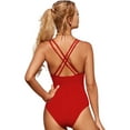 thumbnail image 5 of Women Wrap Push Up Swimsuit Tummy Control Bathing Suit Big Red L, 5 of 7