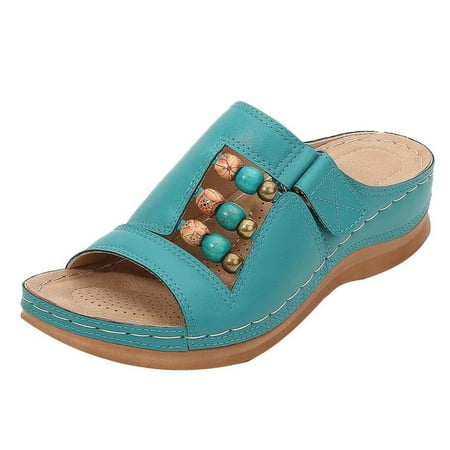 

Jungdeepe Sandals Vintage Beaded Bohemian Sandals Open Toe Wedge Roman Sandals Shoes Womens Go Walk Sandals Hot Sandals for Women Dressy Womens Hiking Sandals with Arch Support Pearl Sandals for Women