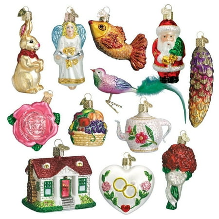Old Country Roses Christmas Old World Christmas Glass Twelve Piece Ornament Bride Gift Box Set ()