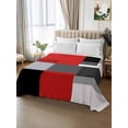 thumbnail image 2 of Red Black Grey King Size Flat Sheet, Wrinkleproof & Fadeproof Cooling Flat Bed Sheet Only, Abstract Modern Irregular Geometric Breathable Soft Bedding Top Sheets 105 x 98 Inches, 2 of 8