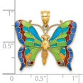 thumbnail image 3 of 14K Yellow Gold Open Back Solid Polished Finish Enameled Butterfly Charm Pendant, 3 of 4