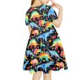 thumbnail image 2 of Renewold Dinosaur Short Sleeve Girls Dress for Summer Spring Casual One-Shoulder Midi Dress Soft Round Neck Princess Dresses Holiday Party Dress Size 5-6, 2 of 5