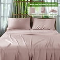 thumbnail image 4 of Sonoro Kate Luxury Cooling Bamboo Bed Sheet Set - Deep Pockets - 4 Piece,California King, Light Pink, 4 of 6