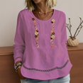 thumbnail image 2 of DHFJKG Boho T Shirt Women Long Sleeve Soft Floral Hallow Out Comfortable Casual Tee For Ladies Beach Vacation Clothes Versatile Tops, 2 of 6
