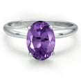 thumbnail image 3 of Gem Stone King 14K White Gold Purple Amethyst Solitaire Engagement Ring for Women | 1.60 Cttw | Oval 9X7MM | Gemstone February Birthstone | Size 6, 3 of 6
