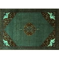 thumbnail image 1 of Ahgly Company Machine Washable Indoor Rectangle Persian Turquoise Blue Traditional Area Rugs, 2' x 5', 1 of 4