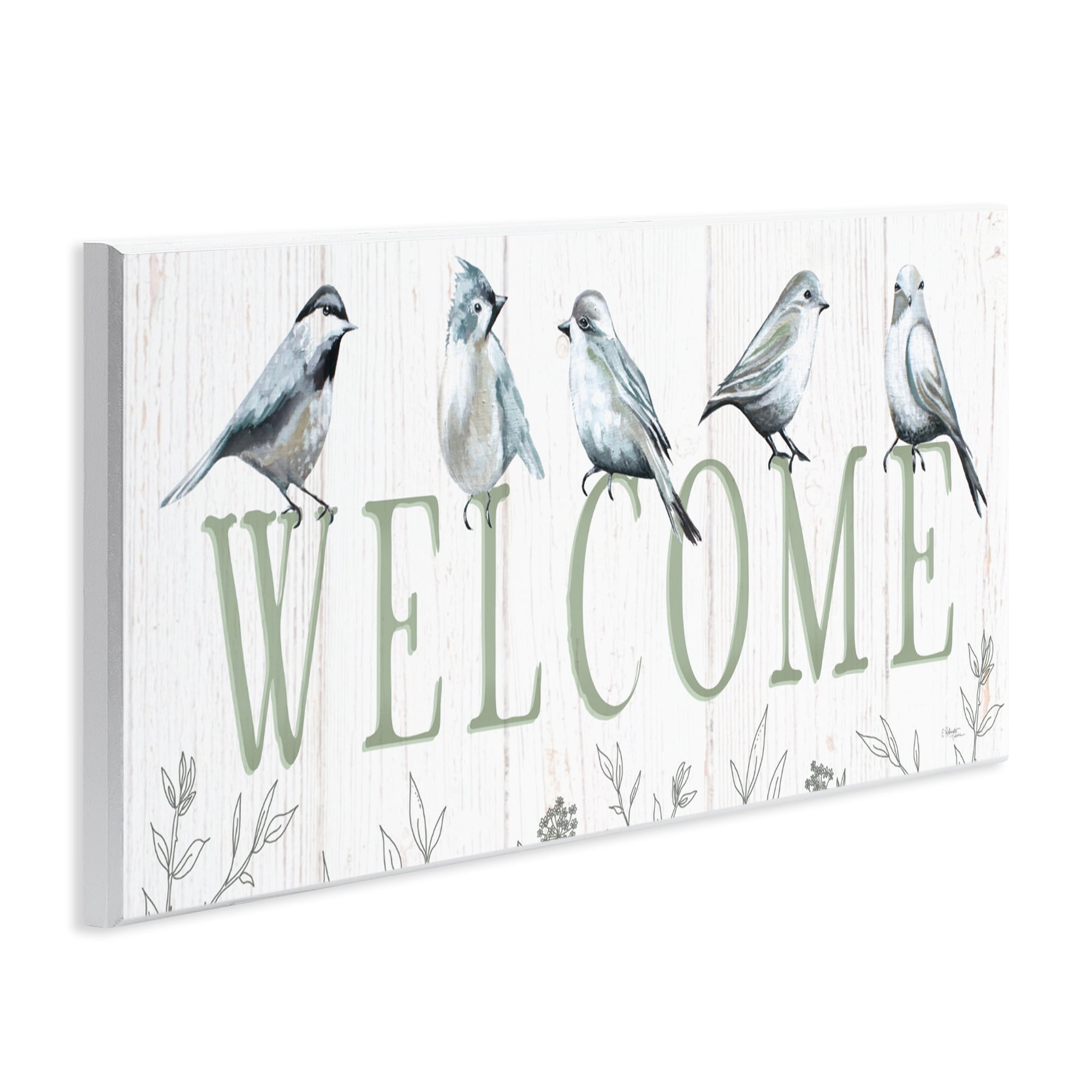 Stupell Industries Delicate Welcome Birds Wall Plaque Art, design by Elizabeth Tyndall