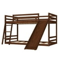thumbnail image 3 of Zimtown Bunk Bed Twin Over Twin,Kids Low Floor Bed Frame with Slide for Children Boys Girls Dormitory Bedroom,No Box Spring Needed,Brown, 3 of 10