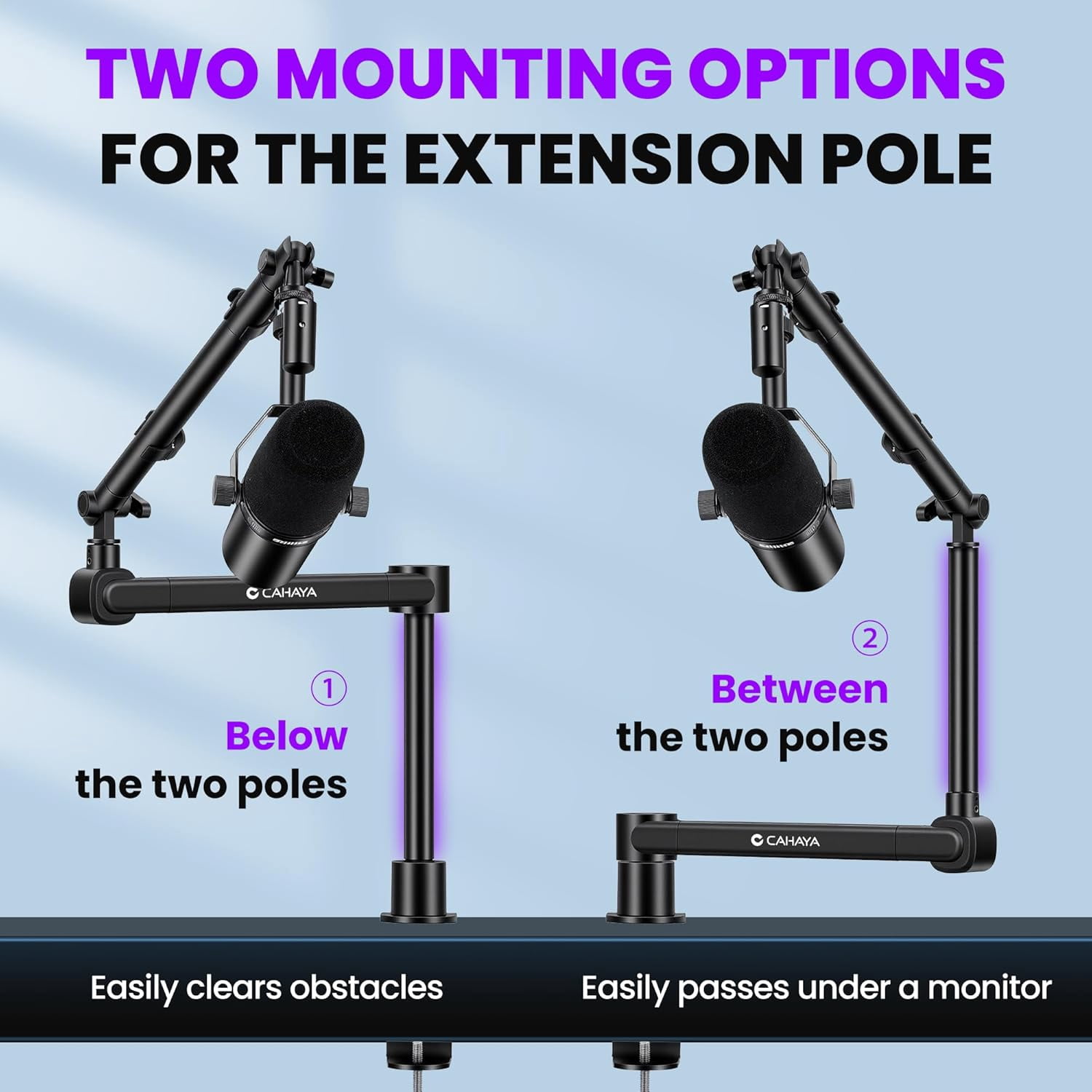 Low  Mic  Arm Stand with 3.5 Extension Pole for  SM7B BlueYeti
