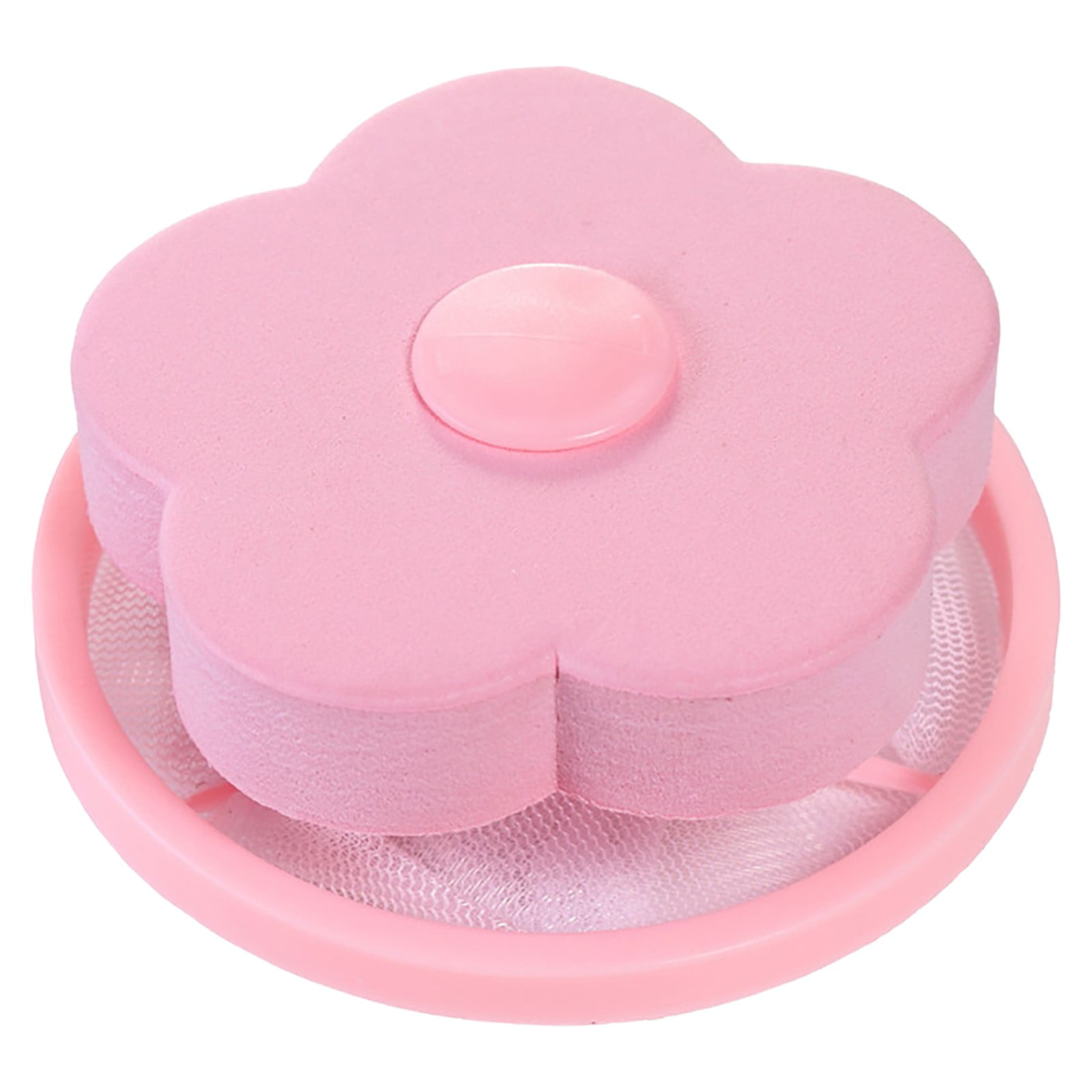 Hair Filter Bag,Floating Mesh Bag Lint Catcher for Washing Machine,Reusable Pet Hair Remover for Cat & Dag Lint,Laundry Flowers Shape Lint Trap Cleaning Tool,Home Supplies(4.3x3.7")(Pink)