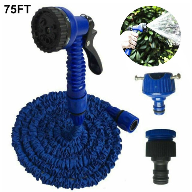 75FT Flexible Garden Hose Space Saving Double Layers Retractable Water Pipe