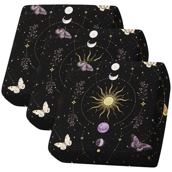 Couch Cushion Covers Boho Star Moon Butterfly Sofa Cushion Cover Stretch Seat Covers Mysterious Starry Night Sofa Slipcovers Soft Furniture Protector for Sectional Sofas Living Room Small-3 Pieces