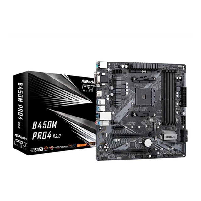 Tarjeta Madre ASROCK B450M PRO4 R2.0 AM4 4x DDR4 1x M.2 PCIe 3.0 Micro ATX