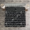 thumbnail image 3 of Ambesonne Black Quilted Bedspread Set 3 Pcs, Musical Note Print, King Size, Black and White, 3 of 3