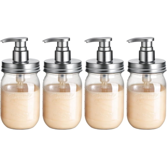 Plastic Mason jar soap dispenser with pump lid, 16 oz refillable, BPA-free, with cute label - farmhouse style decor, suitable for kitchen/bathroom, holds liquid soap, dishwashing liquid, lotion, etc.