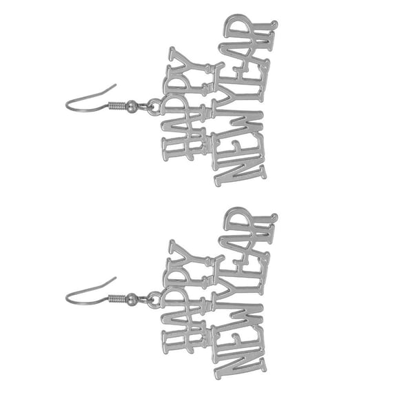 Happy New Year Pendant Necklace Fashion Metal Hollow Earrings Simple Neck Chain