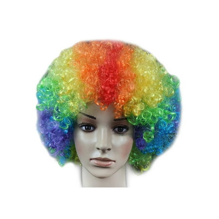 Purple 9 Square Paper - DYMADE 18 Colours Curly Afro Fancy Dress Funky Wig Disco Clown Mens/Ladies Costume
