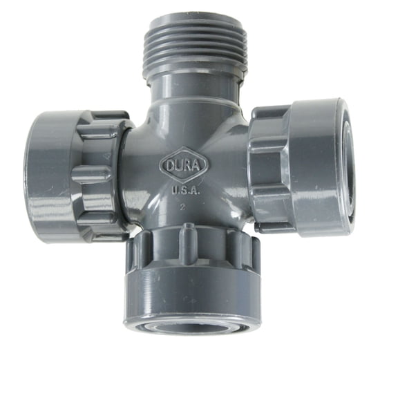 Dura Manifold Swivel Cross 1" FPT x 1" MPT x 1" FPT x 1" FPT