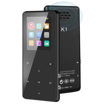 TSV MP3 Player with Bluetooth 4.0 ,8G Lossless Sound Music Player Multifunction MP3 Player, Support FLAC APE, FM Radio Voice Recorder, Expandable to