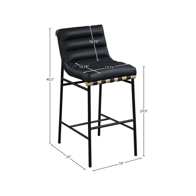 Meridian Furniture Burke Counter Bar Stool in Black Vegan Leather
