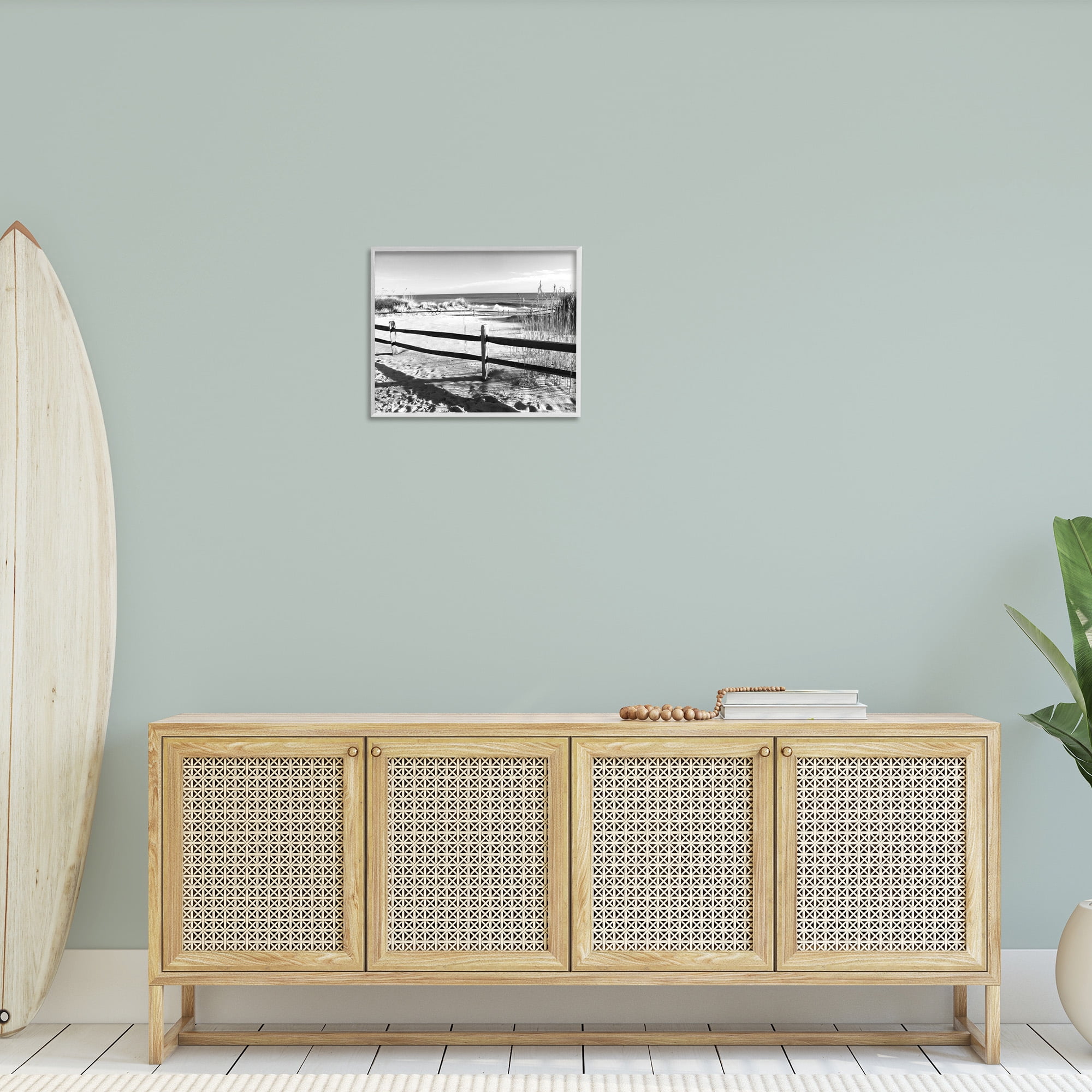 Stupell Industries Sandy Fenced Path Landscape Photography White Framed Art Print Wall Art, 20 x 16