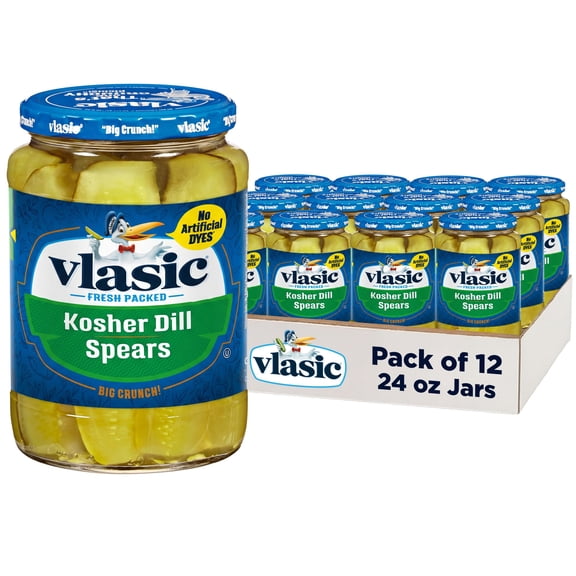(12 pack) Vlasic Kosher Dill Pickle Spears, Keto Friendly, 24 fl. oz.