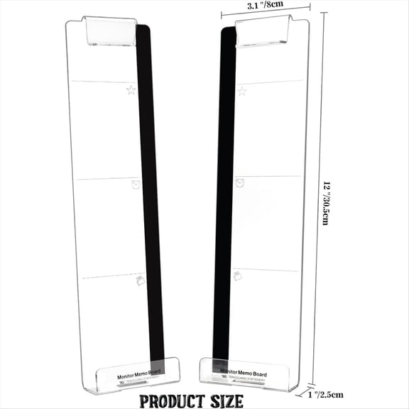 2 Pack Computer Monitor Memo Board Multi-Function Message Transparent Display Side Panel for Office, Desk