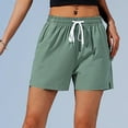 thumbnail image 7 of Blmnix Shorts for Women Dressy Summer Green Solid Plus Size Nylon Mid Sport Board Elastic Girls Shorts, 7 of 7