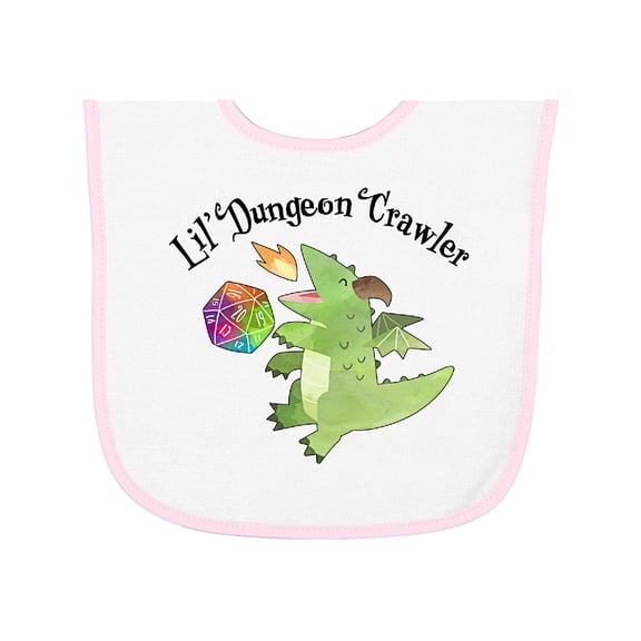 Inktastic Lil' Dungeon Crawler Cute Dragon Baby Terry Cloth Bib
