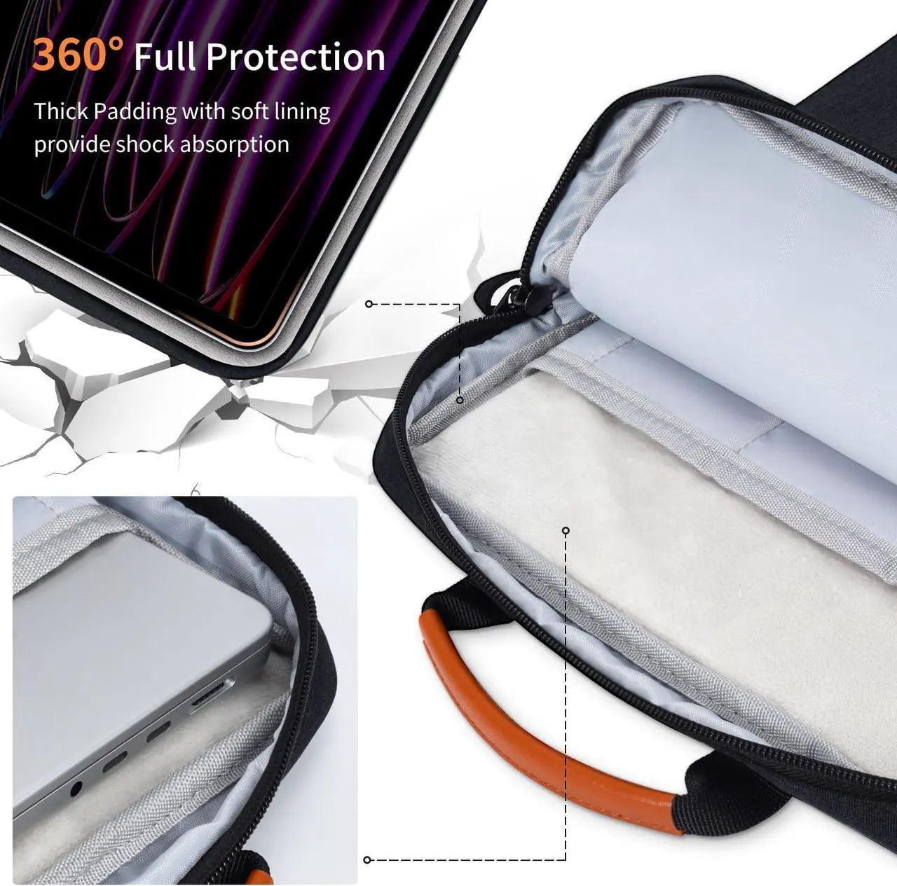 13 - 14 Inch Laptop Shoulder Bag Carrying Case for Macbook Air 13" M4 M3 M2 A3420 A3113/ MacBook Pro 14 M4 M3 M2 M1/ 13" iPad Pro M4/ iPad Air M3 M2 2025, Vertical Laptop Sleeve Handbag