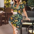 thumbnail image 3 of Balery Colorful Hippie Vestidos sueltos de manga corta para mujer, vestidos de verano 2025, vestidos casuales de corte A con vuelo., 3 of 6