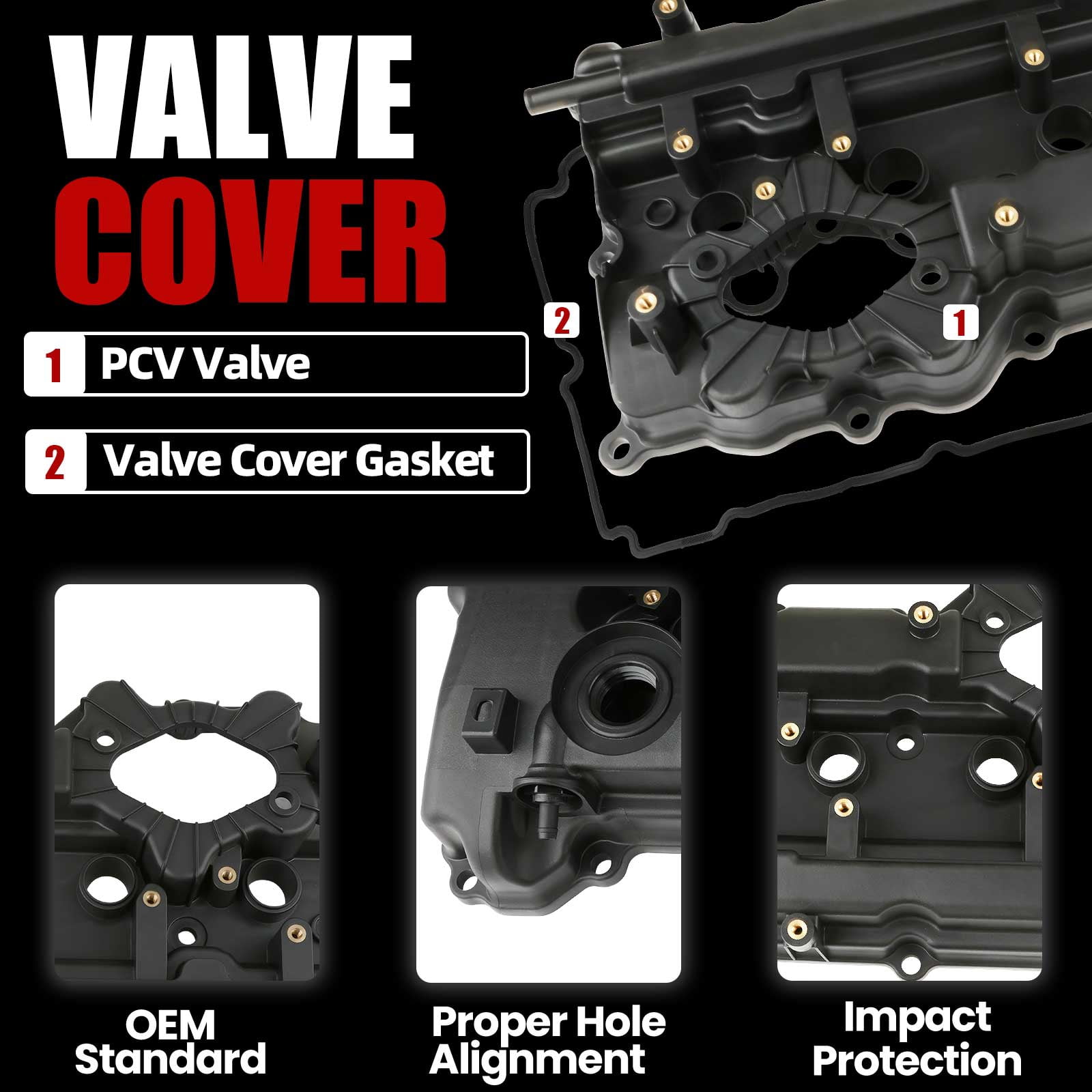 MITZONE Upgrade Valve Covers Compatible with Hyundai Tucson Santa Fe Sport Sonata Kia Sportage Optima Sorento 2011-2016 2.0T 2.0L 2.4L Replace 224002G670