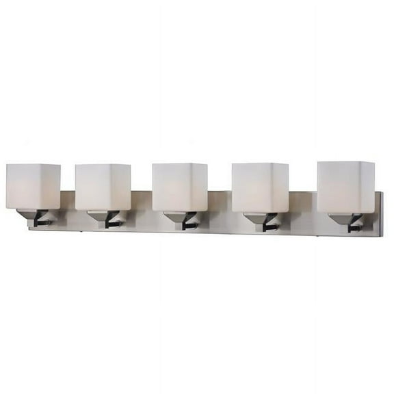 Z-Lite Quube Brushed Nickel Traditional; Architectural Vanity w/ 5 Light 100W - 2104-5V