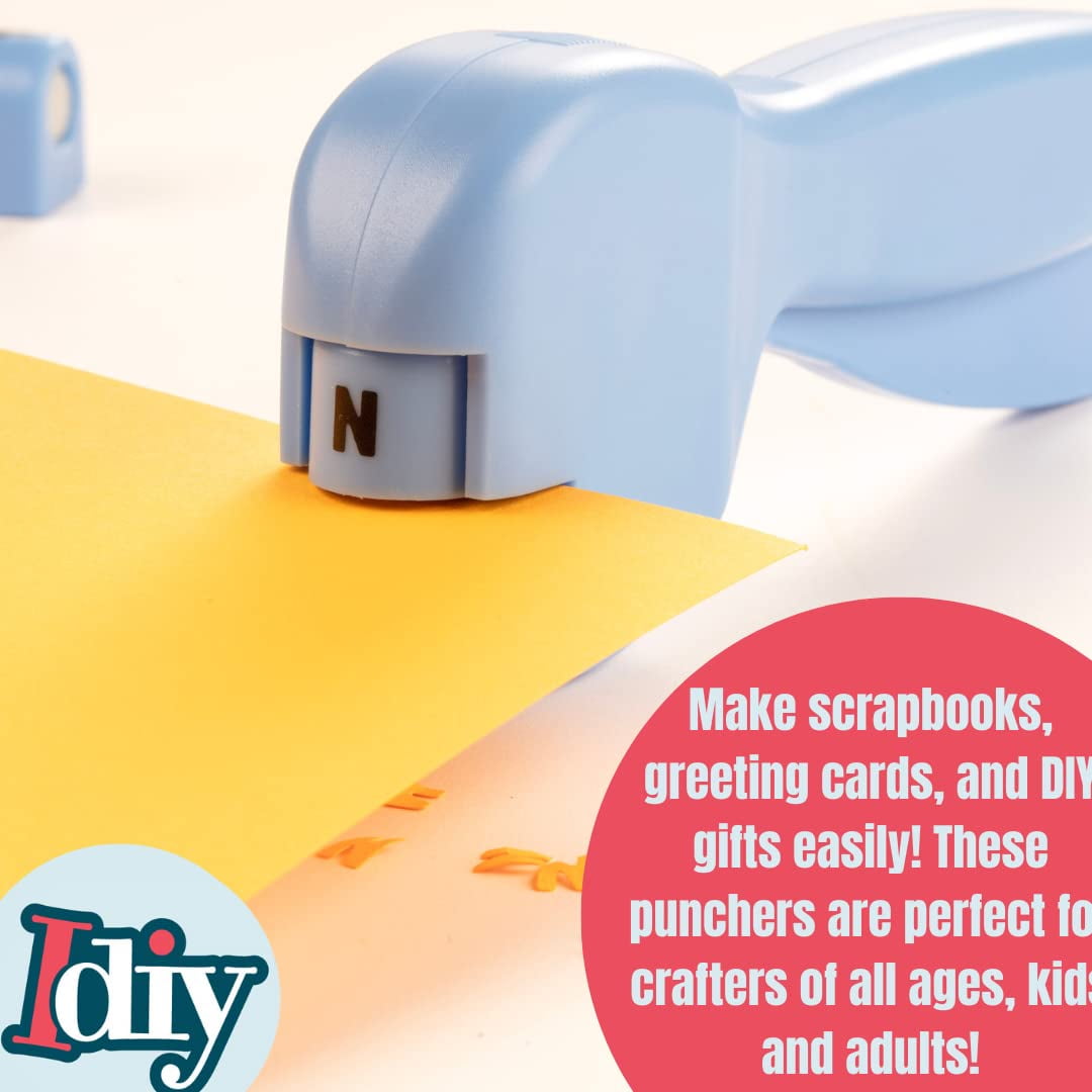 Scrapbook Paper Punchers- 37pc Mini Paper Punchers w Case & Holder - Letters & Numbers