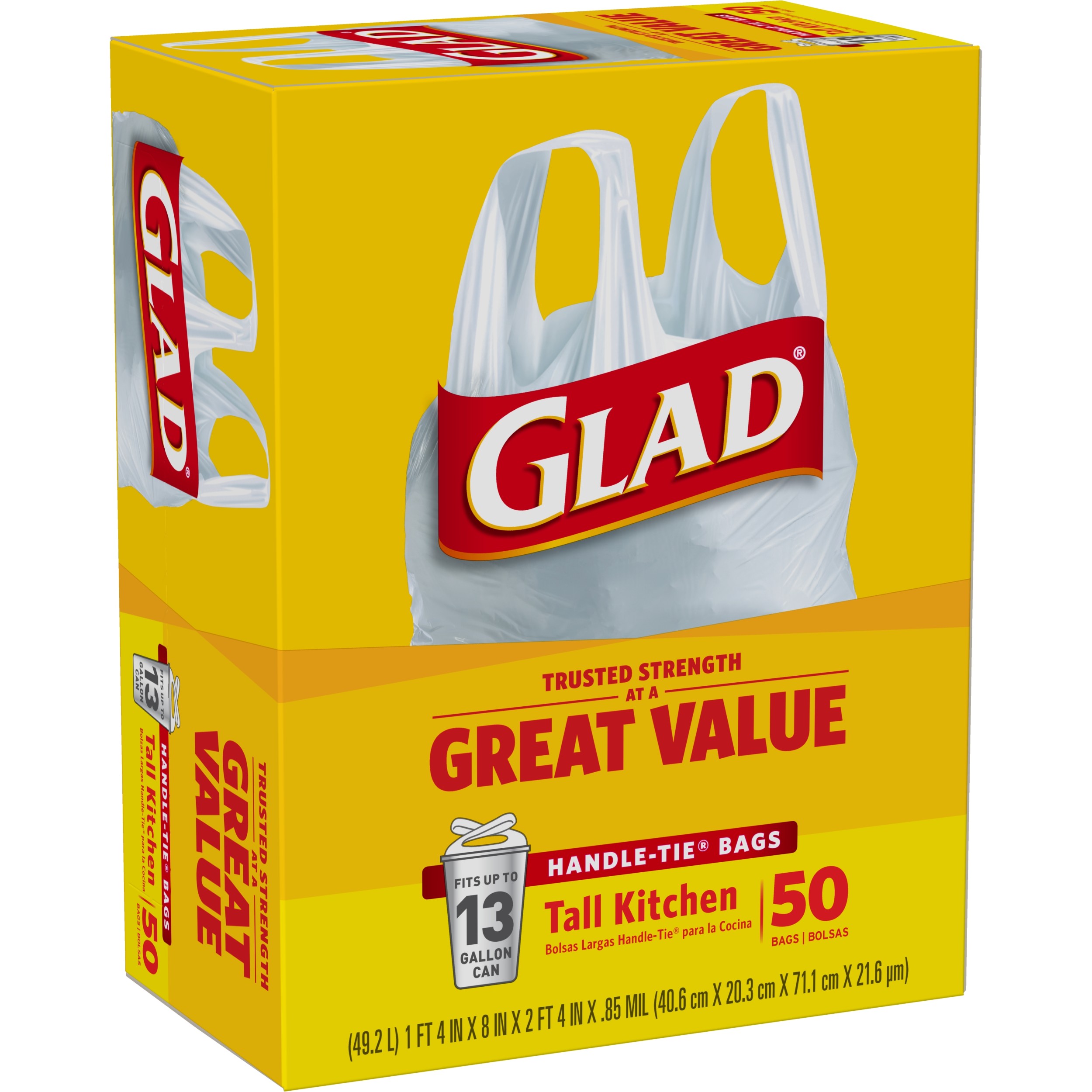 Glad Tall Kitchen Trash Bags with Handles, 13 Gallon, 50 Count photo 4