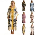 thumbnail image 3 of Puliio Womens Kimono Robes Elegant Floral Print Long Sleeve Nightgown Bathrobe Ladies Soft Comfortable Sleepwear Housecoats,Size XS, 3 of 7