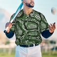 thumbnail image 6 of Balery Green Snakeskin Baseball Jersey for Men Casual Button Down Shirts Short Sleeve Active Team Sports Uniform-Medium, 6 of 9