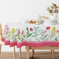 thumbnail image 3 of Oval Tablecloth Pink Floral Tablecloth, Floral Oval Tablecloth, Print Floral Tablecloth, Fabric Indoor/Outdoor Waterproof Wrinkle Free Durable Pink Floral Tablecloth For Oval Tables 60 X 84 In, 3 of 6
