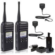 Motorola DTR700 Digital 2-Way Radio (50 Channels) (DTR700) + 2 x HKLN4606 Remote Speaker Mic (2-Pack)
