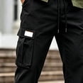 thumbnail image 4 of Mifsaly Mens Cargo Pants with Multi Pockets Elastic Waist Drawstring Utility Work Trousers Comfortable Relaxed Fit Outdoor Hiking Training Bottoms, 4 of 5
