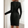 thumbnail image 5 of Sucegi Women's Ribbed Knit Maternity Wrap Nursing Dress, Long Sleeve V Neck Side Tie Maternity Dress for Fall Winter, 5 of 7