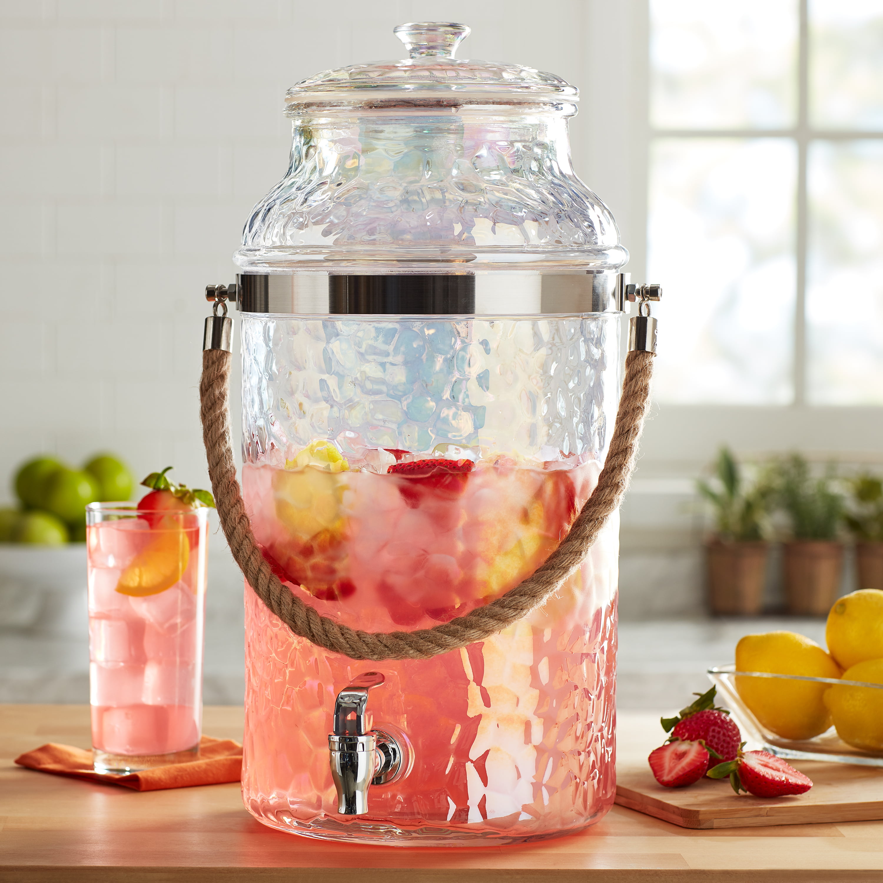 Better Homes & Gardens Glass 2-Gallon Beverage Dispenser with Glass Clamp  Lid 