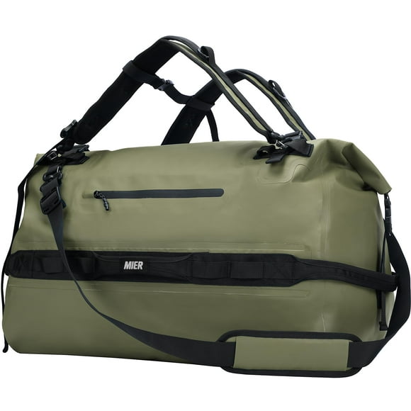 Bolsa de lona MIER de 80 litros, impermeable, con tapa enrollable, color verde militar
