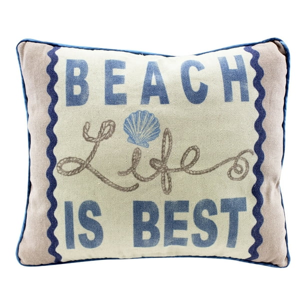 Beach Life Is Best 13 Inch Natural Fabric Decorative Throw Pillow - Walmart.com - Walmart.com