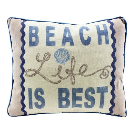 Beach Life Is Best 13 Inch Natural Fabric Decorative Throw (Best Fabric To Make Throw Pillows)